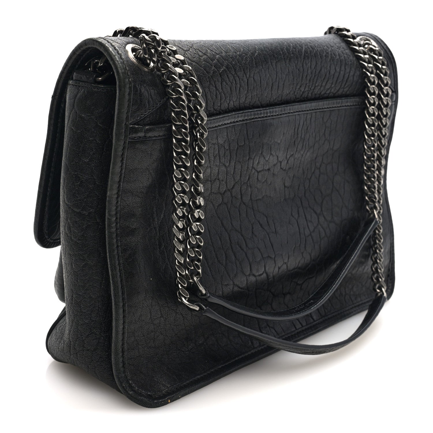 Saint Laurent Grained Lambskin Monogram Large Niki Chain Satchel Black 3 of 9