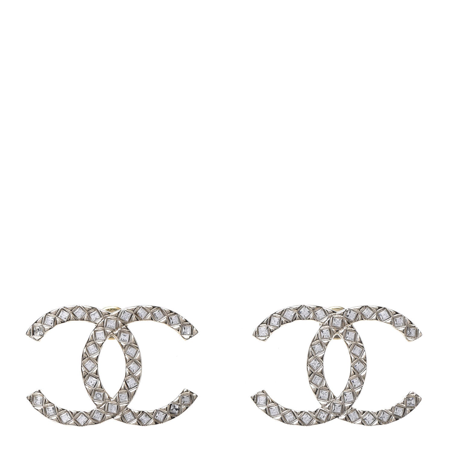 Chanel Baguette Crystal High Society CC Earrings Gold 1 of 5
