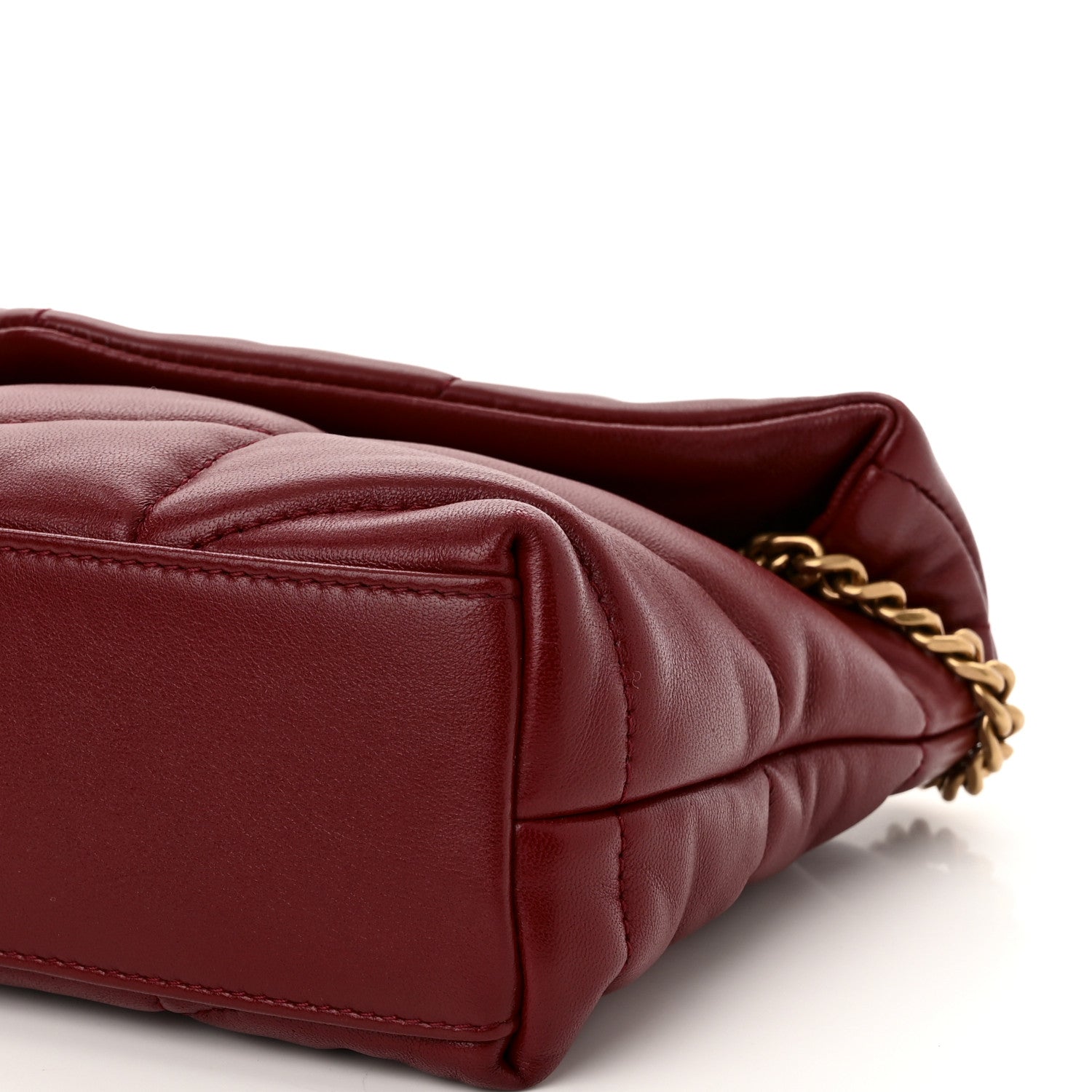 Saint Laurent Lambskin Quilted Mini Loulou Puffer Monogram Chain Satchel Red 11 of 11