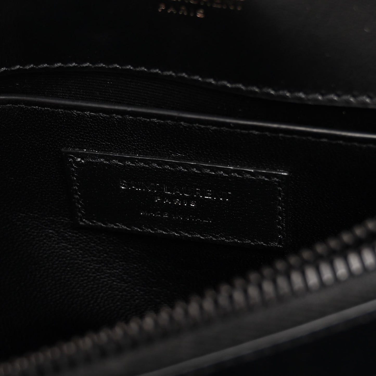 SAINT LAURENT Calfskin Y Quilted Monogram Monochrome Small Loulou Chain Satchel Black