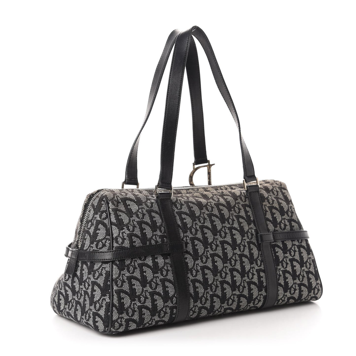 Denim Monogram Charms Shoulder Bag Black