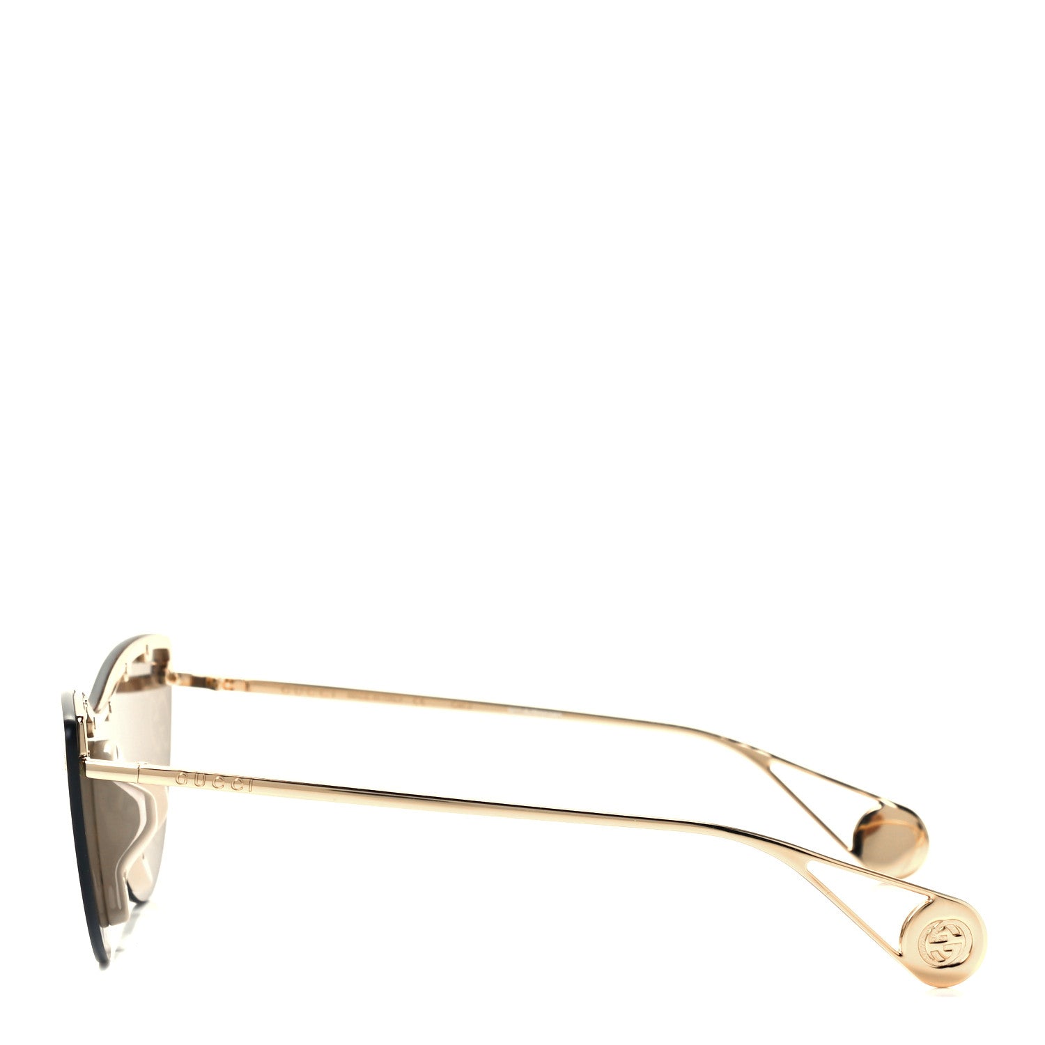 Gucci Metal Rimless Star Studded Monogram 90mm Cat Eye GG0666S Sunglasses Mirror Pink 3 of 9