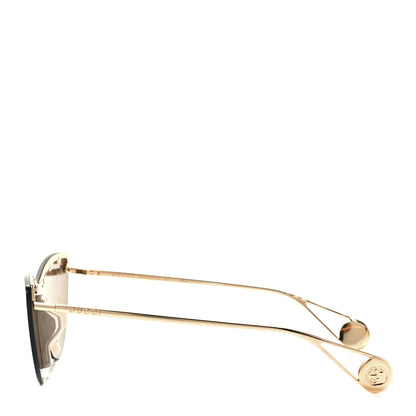 Gucci Metal Rimless Star Studded Monogram 90mm Cat Eye GG0666S Sunglasses Mirror Pink 3 of 9