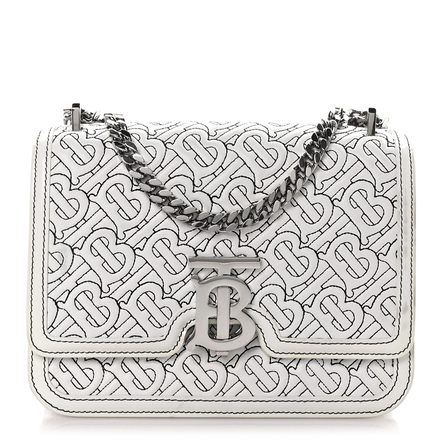 Calfskin Monogram Embossed Small TB Chain Bag Optic White