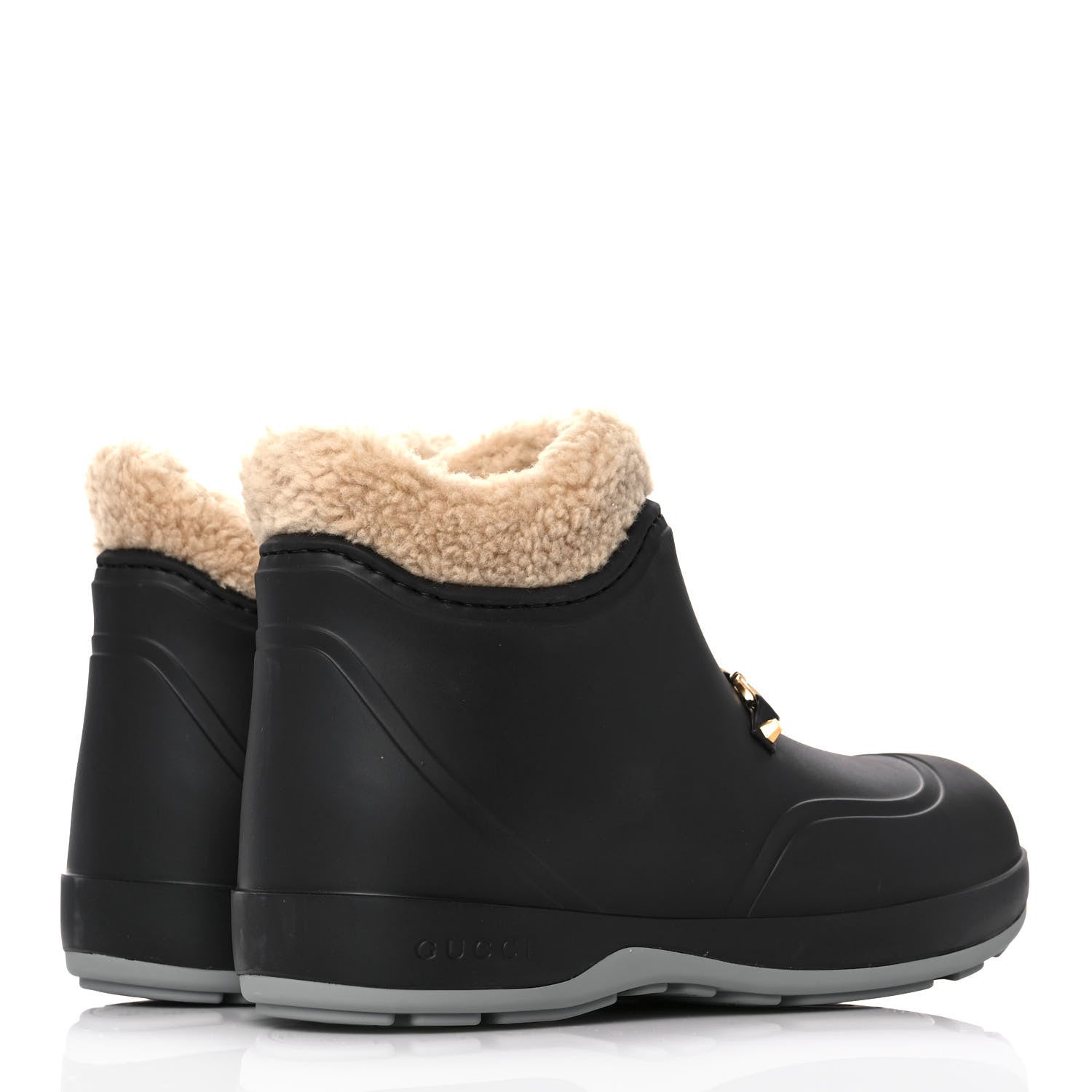 Gucci Rubber Wool Womens Crossy Ankle Boots 37 Black Butterscotch 4 of 9