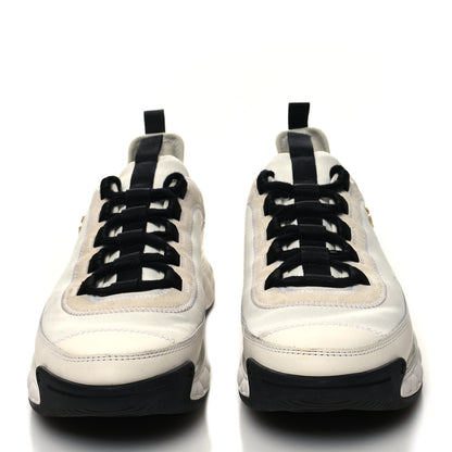 Chanel Velvet Calfskin Mixed Fibers CC Sneakers 39.5 Ivory Black 2 of 8