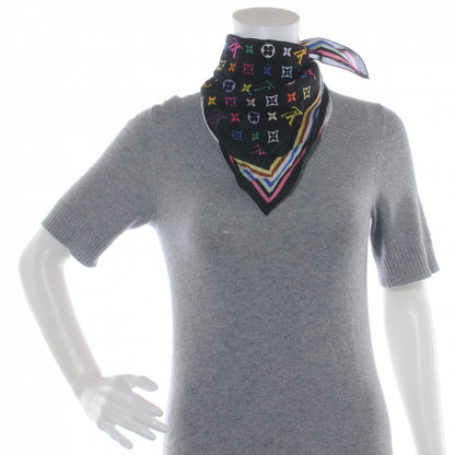 Louis Vuitton Cotton Monogram Multicolor Square Bandana Scarf Black 2 of 6