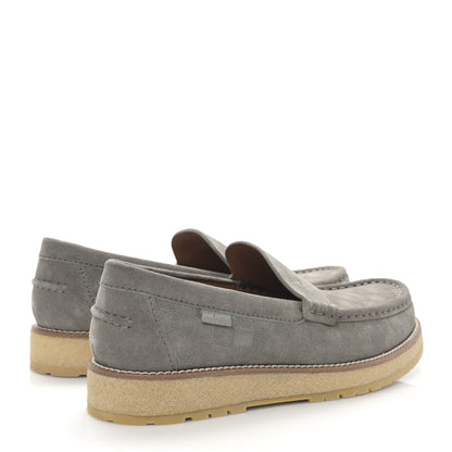 Louis Vuitton LOUIS VUITTON Suede Damier Mens Loafers 10 Grey 4 of 8