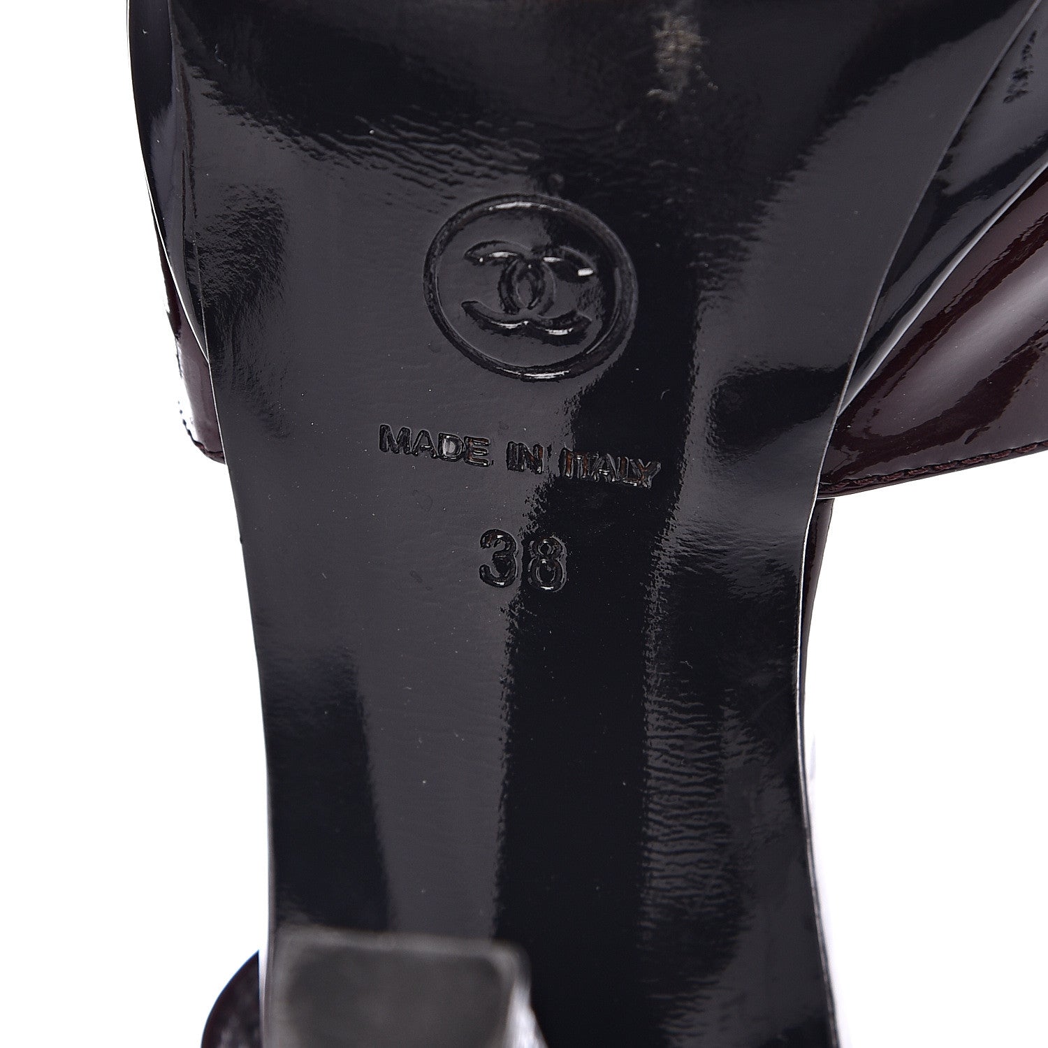 Chanel Patent Cap Toe Sling Back Pumps 38 Burgundy 7 of 9