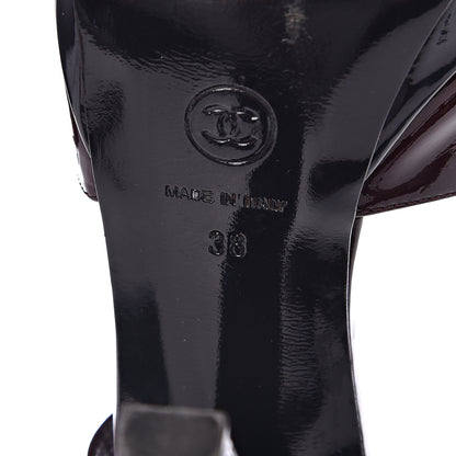 Chanel Patent Cap Toe Sling Back Pumps 38 Burgundy 7 of 9