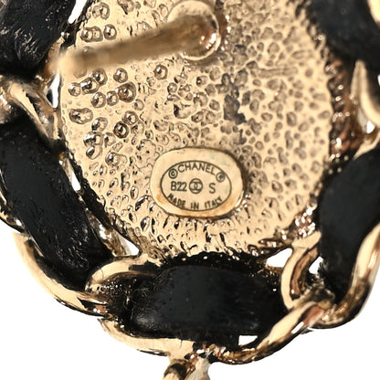 Chanel Lambskin CC Chain Drop Earrings Black Gold 4 of 5