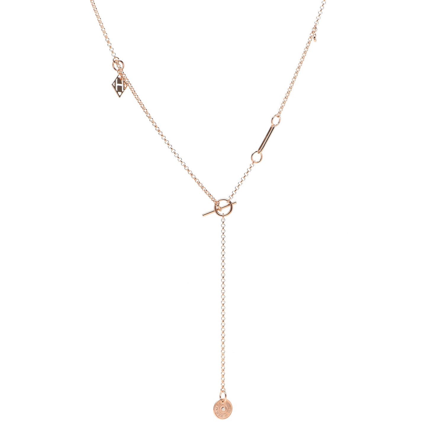 Hermes 18K Rose Gold Diamond Gambade Necklace 1 of 5