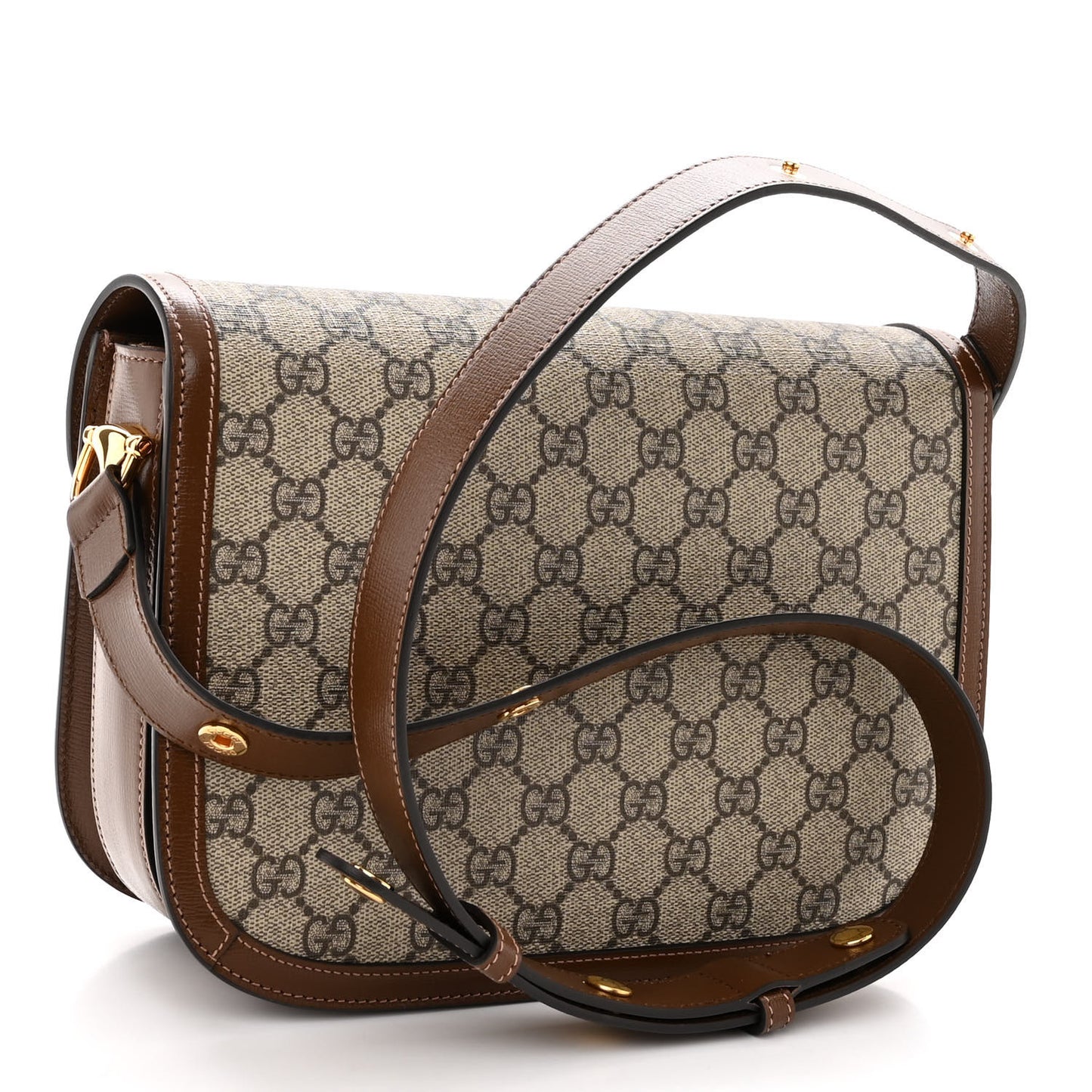 GG Supreme Monogram Horsebit 1955 Shoulder Bag Beige Brown Sugar