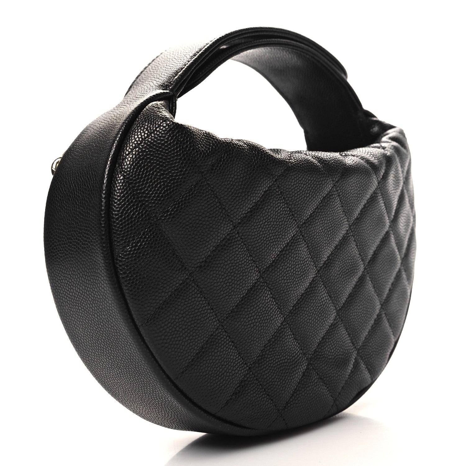 Chanel Shiny Caviar Quilted Bow Pouch Hobo Black 3 of 11