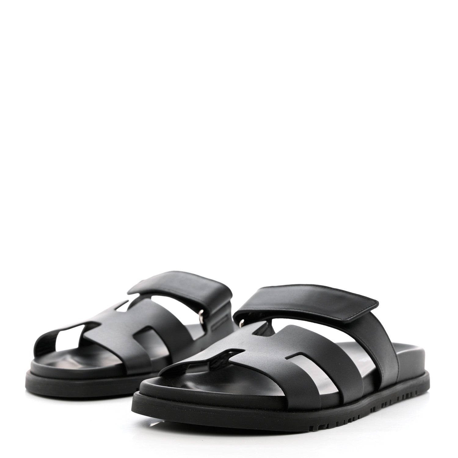 Hermes Calfskin Womens Chypre Sandals 38 Black 3 of 9