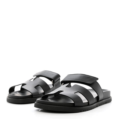 Hermes Calfskin Womens Chypre Sandals 38 Black 3 of 9