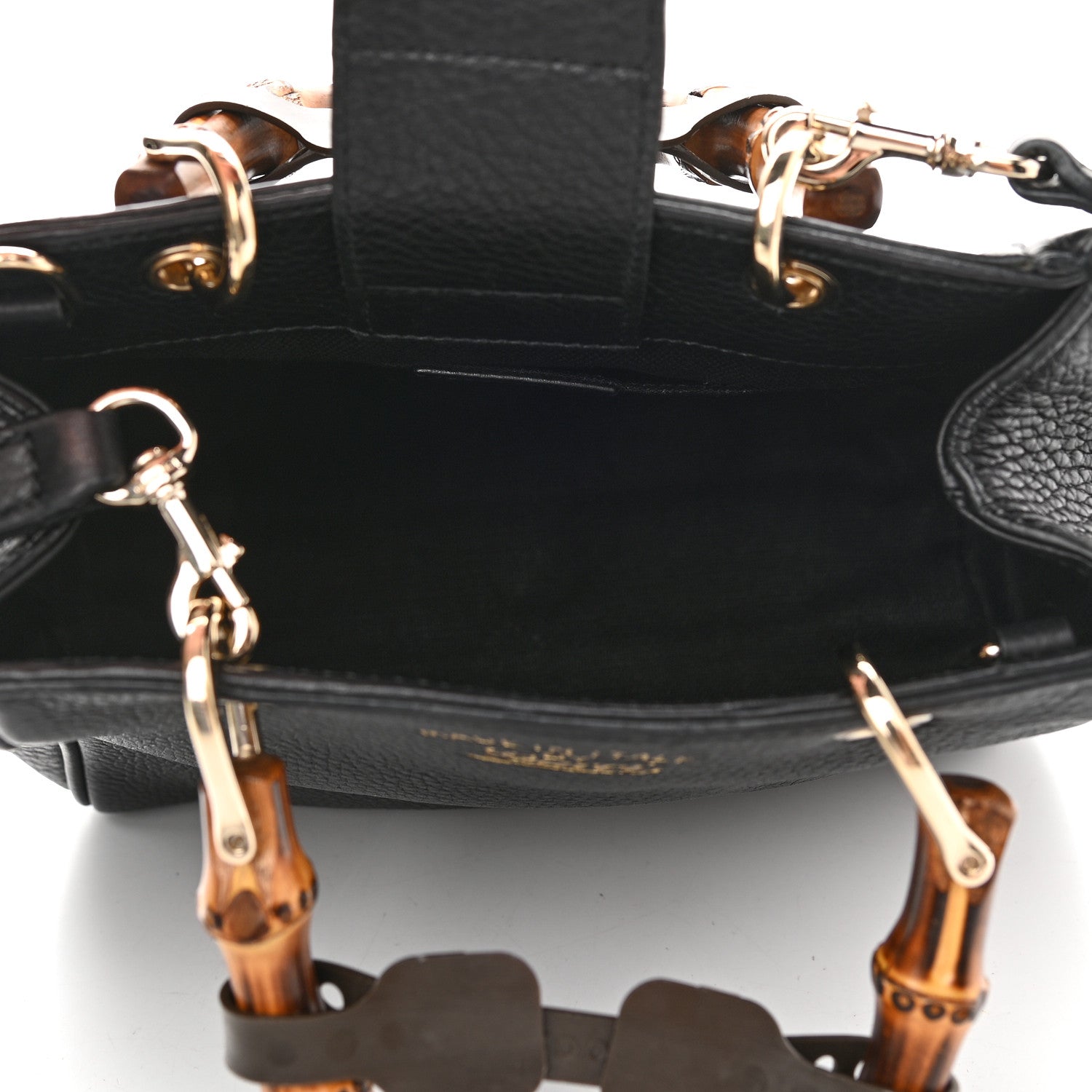 Gucci Cellarius Calfskin Mini Bamboo Shopper Tote Black 5 of 9