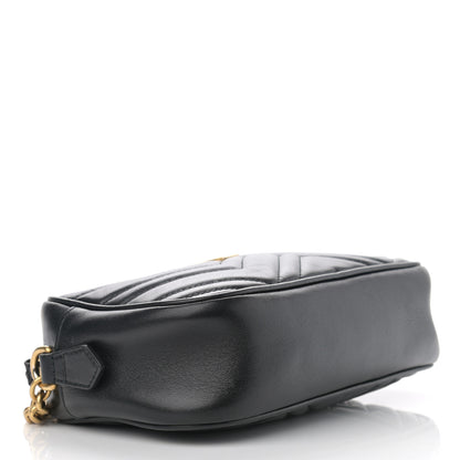 Gucci Calfskin Matelasse Small GG Marmont Chain Shoulder Bag Black 4 of 10