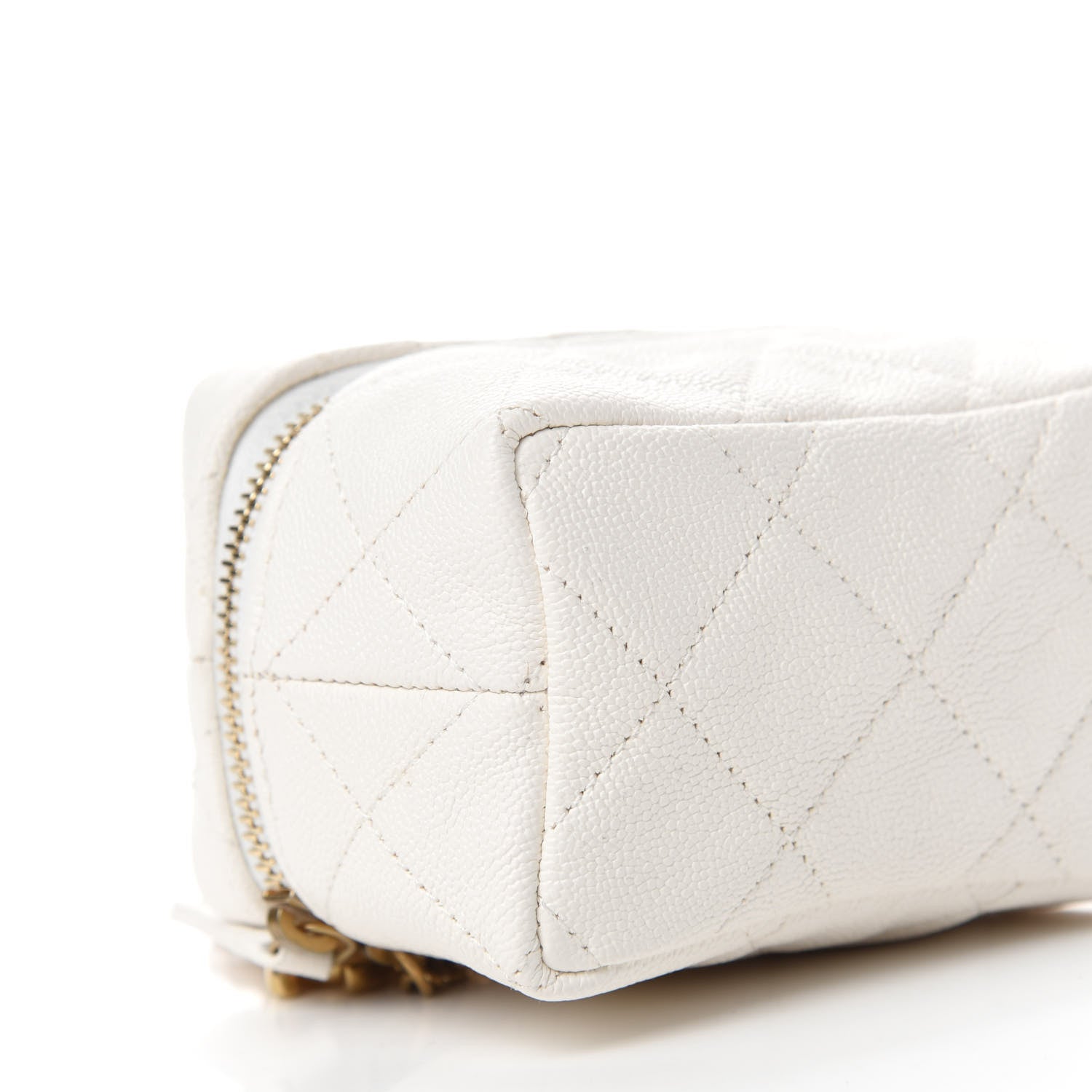 Chanel Caviar Quilted Mini Top Handle Vanity With Chain White 6 of 11