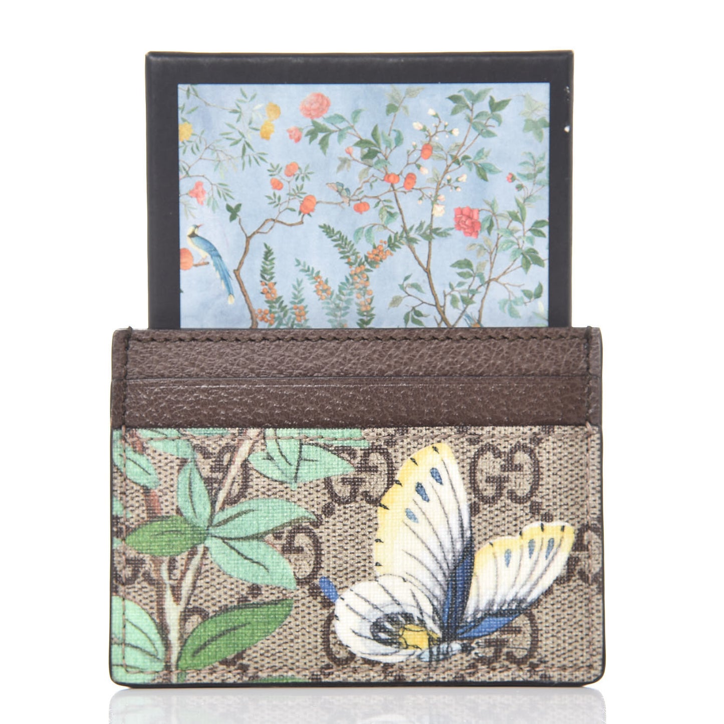 GG Supreme Monogram Tian Card Holder Beige Multicolor New Acero