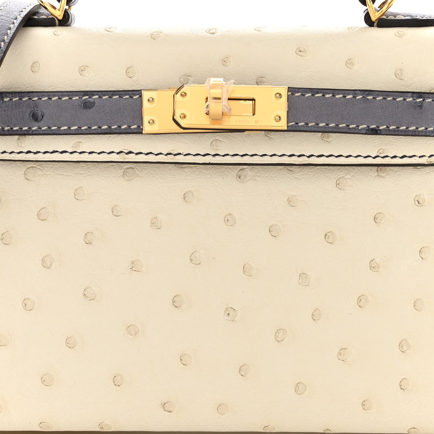 Hermes Ostrich Horseshoe Kelly Sellier Mini 20 Nata Gris Agate 8 of 11