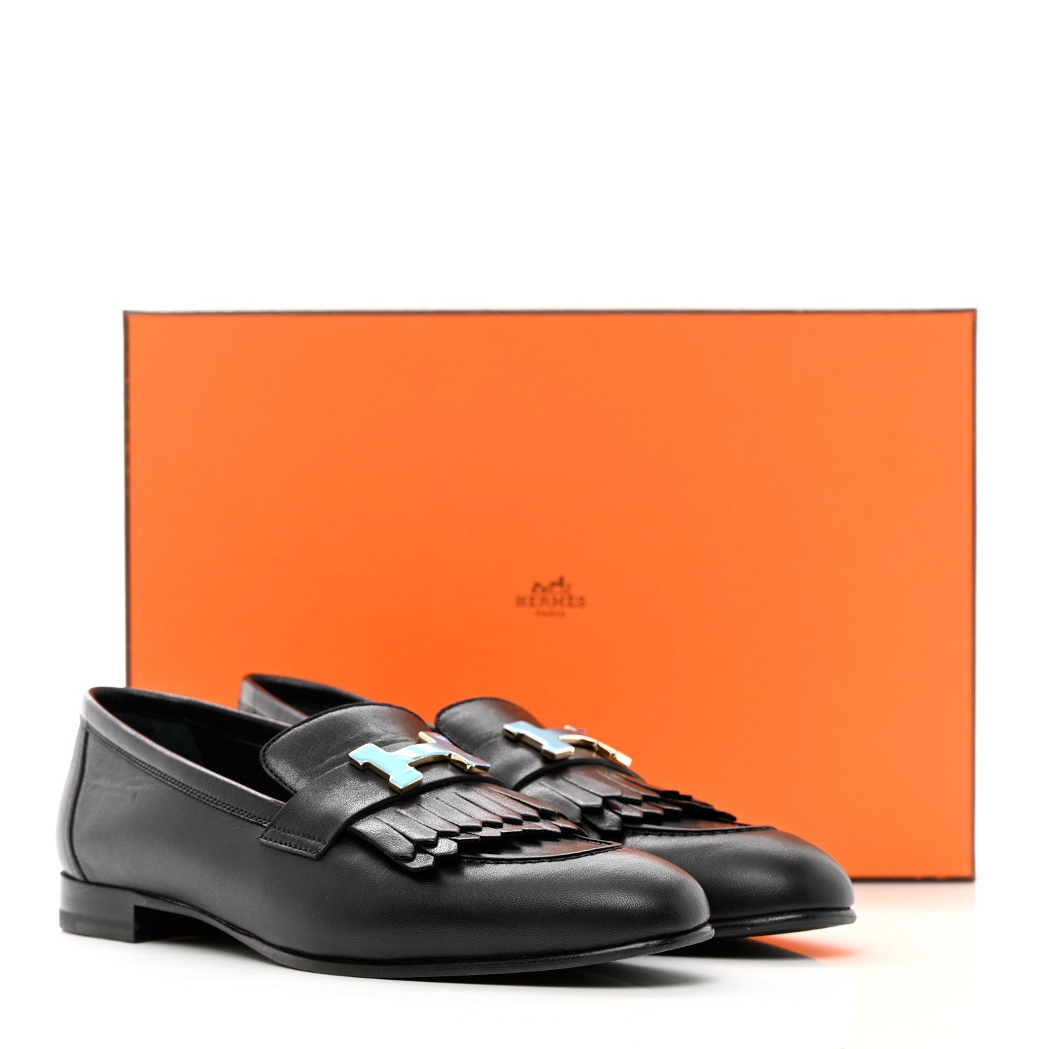 Hermes Goatskin Womens Royal Loafers 38 Black 11 of 11