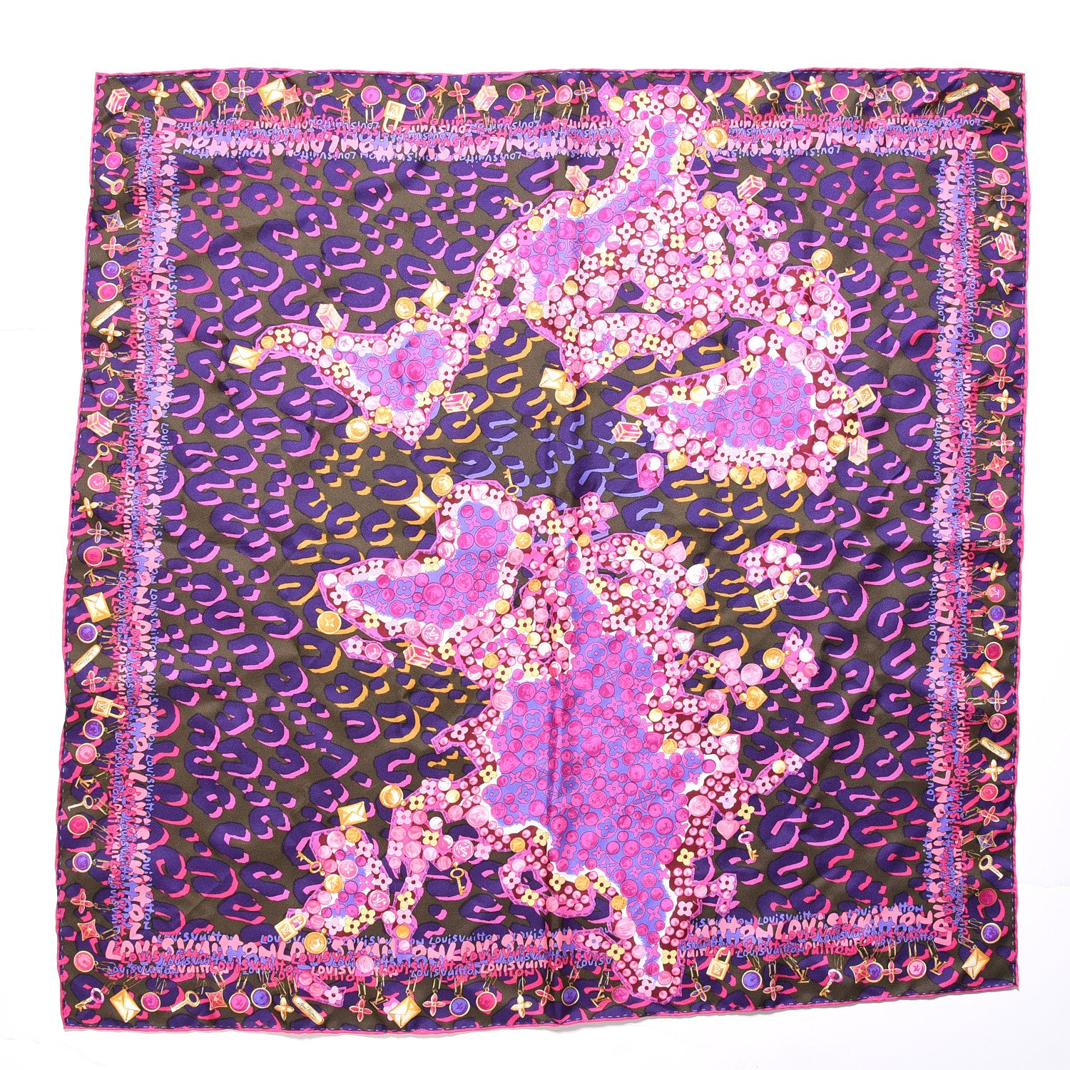 Louis Vuitton Silk Leopard World Square Scarf 1 of 3