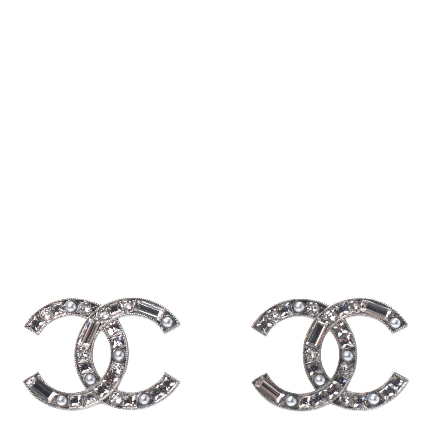 Baguette Crystal Pearl CC Bright Young Things Earrings Ruthenium