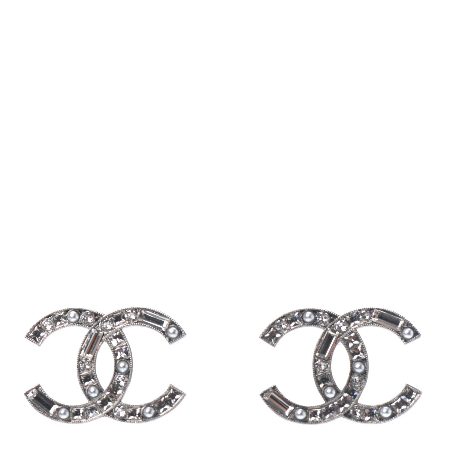 Chanel Baguette Crystal Pearl CC Bright Young Things Earrings Ruthenium 1 of 4