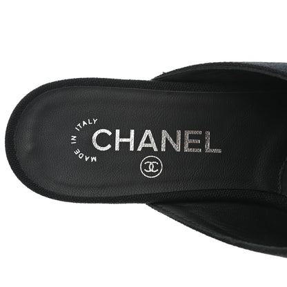 Chanel Fabric Velvet Cap Toe Mules 39.5 Black 6 of 8