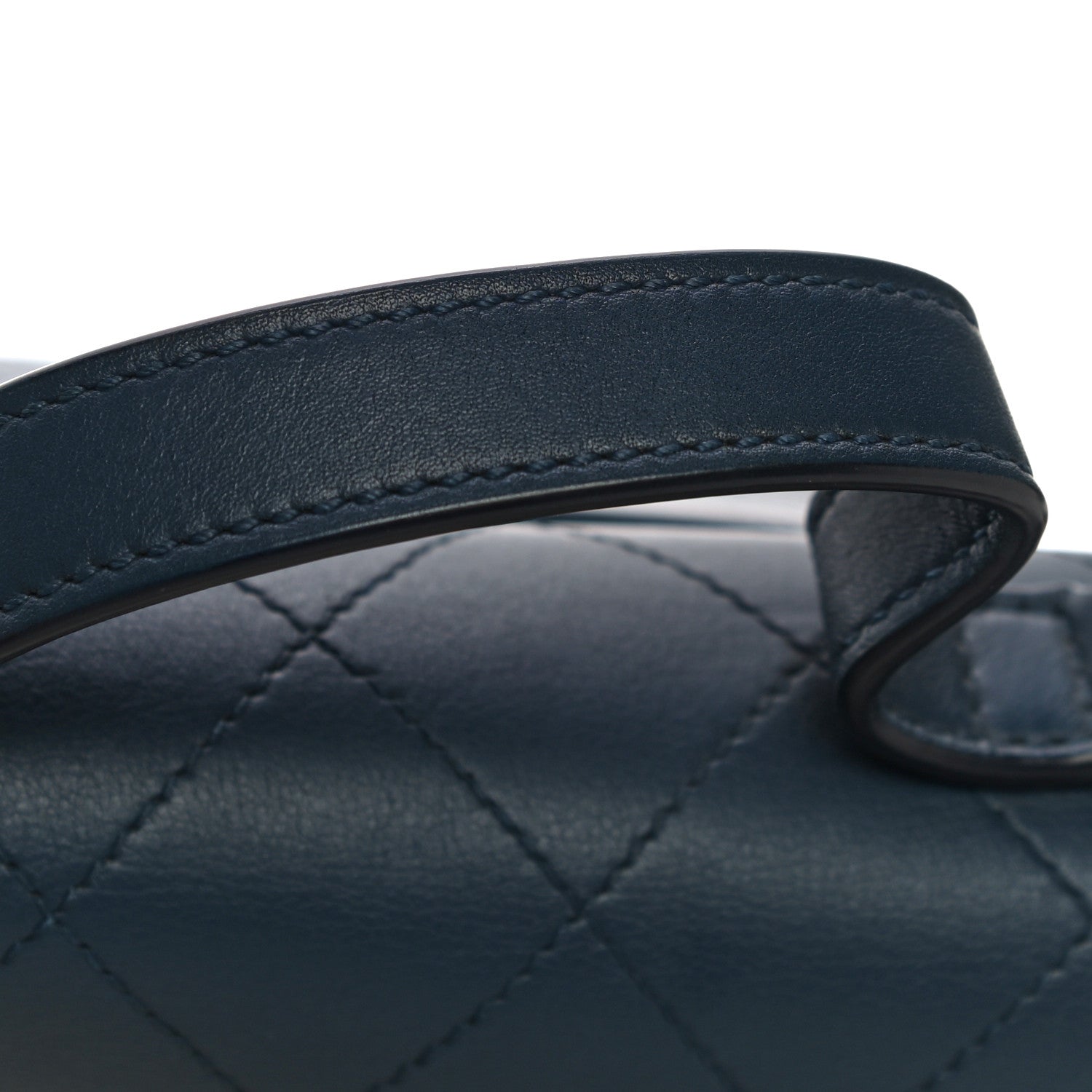 Chanel Calfskin Quilted Small Double Pocket Top Handle Flap Blue 15 of 16