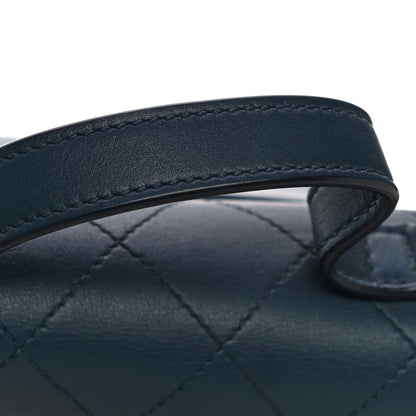 Chanel Calfskin Quilted Small Double Pocket Top Handle Flap Blue 15 of 16