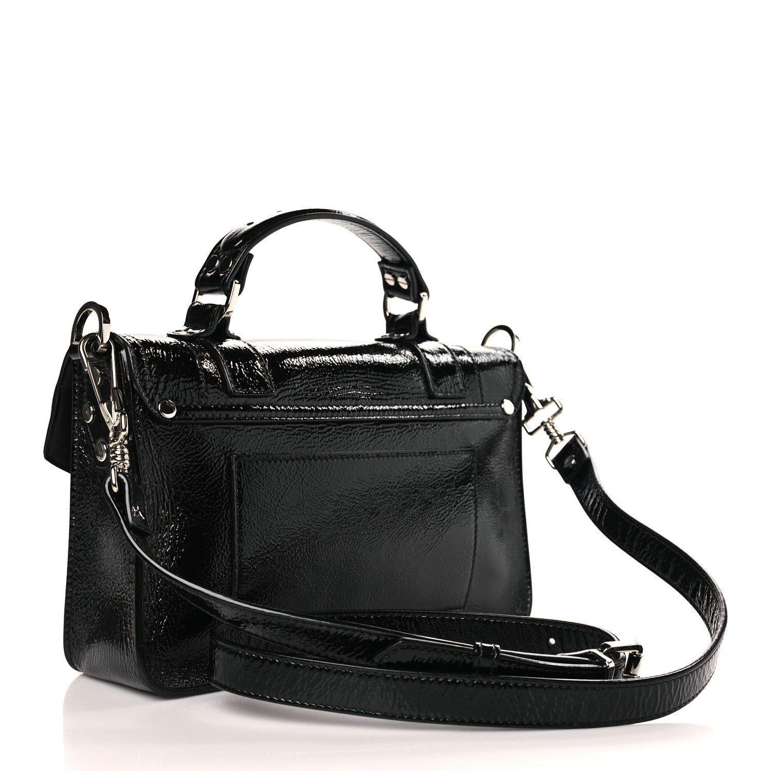 Proenza Schouler Crinkled Patent Calfskin Tiny PS1 Satchel Black 3 of 8