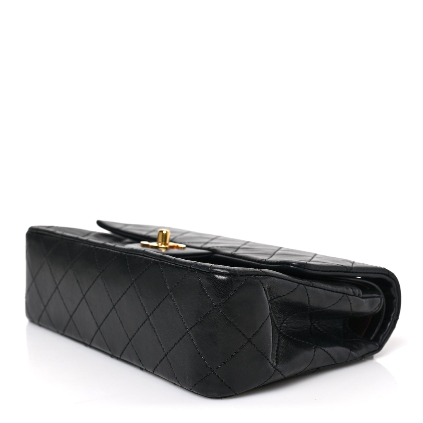 Lambskin Quilted Small Double Flap Black