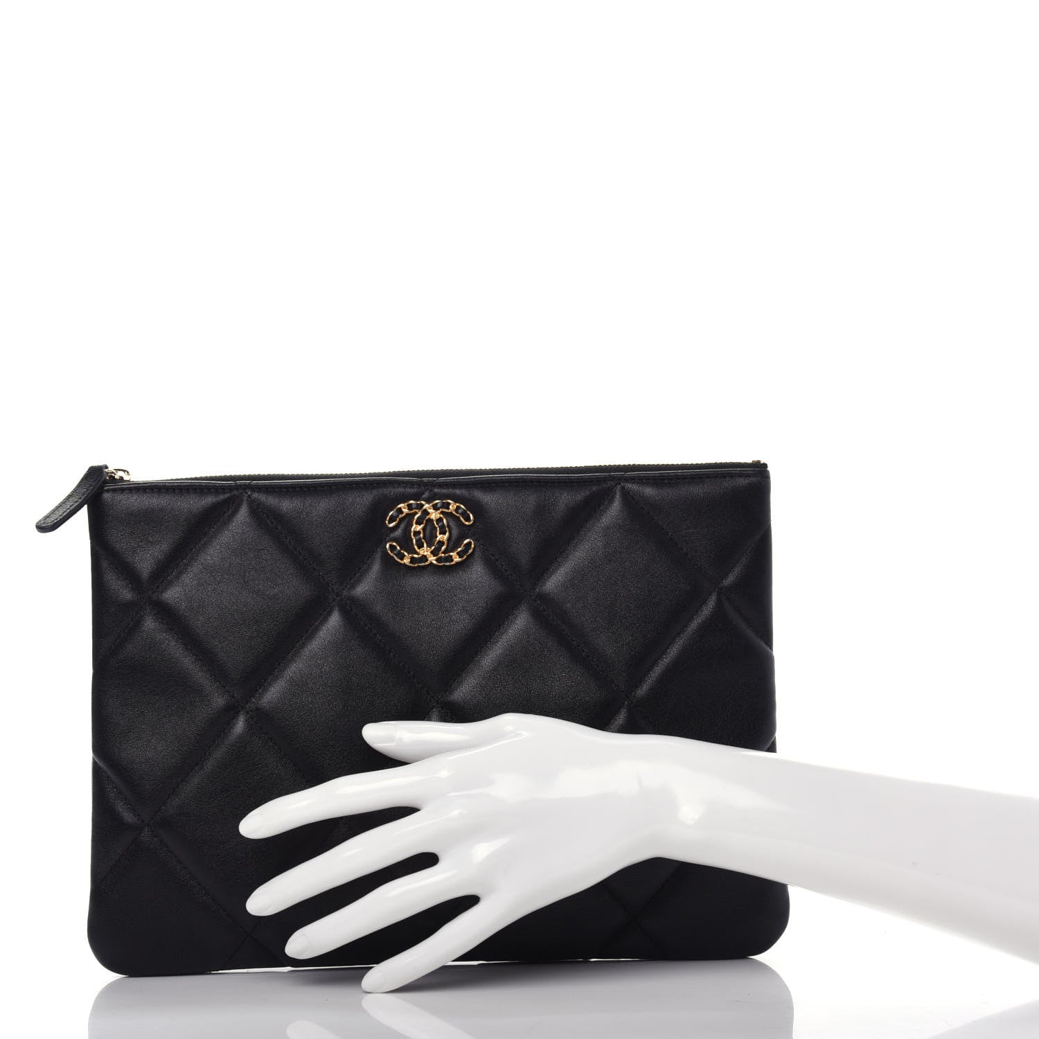 Chanel Lambskin Quilted Large 19 Cosmetic Case Black 2 of 8