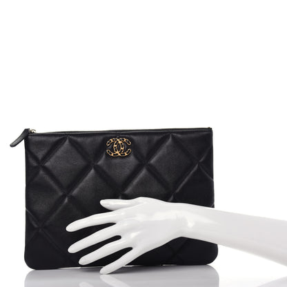 Chanel Lambskin Quilted Large 19 Cosmetic Case Black 2 of 8