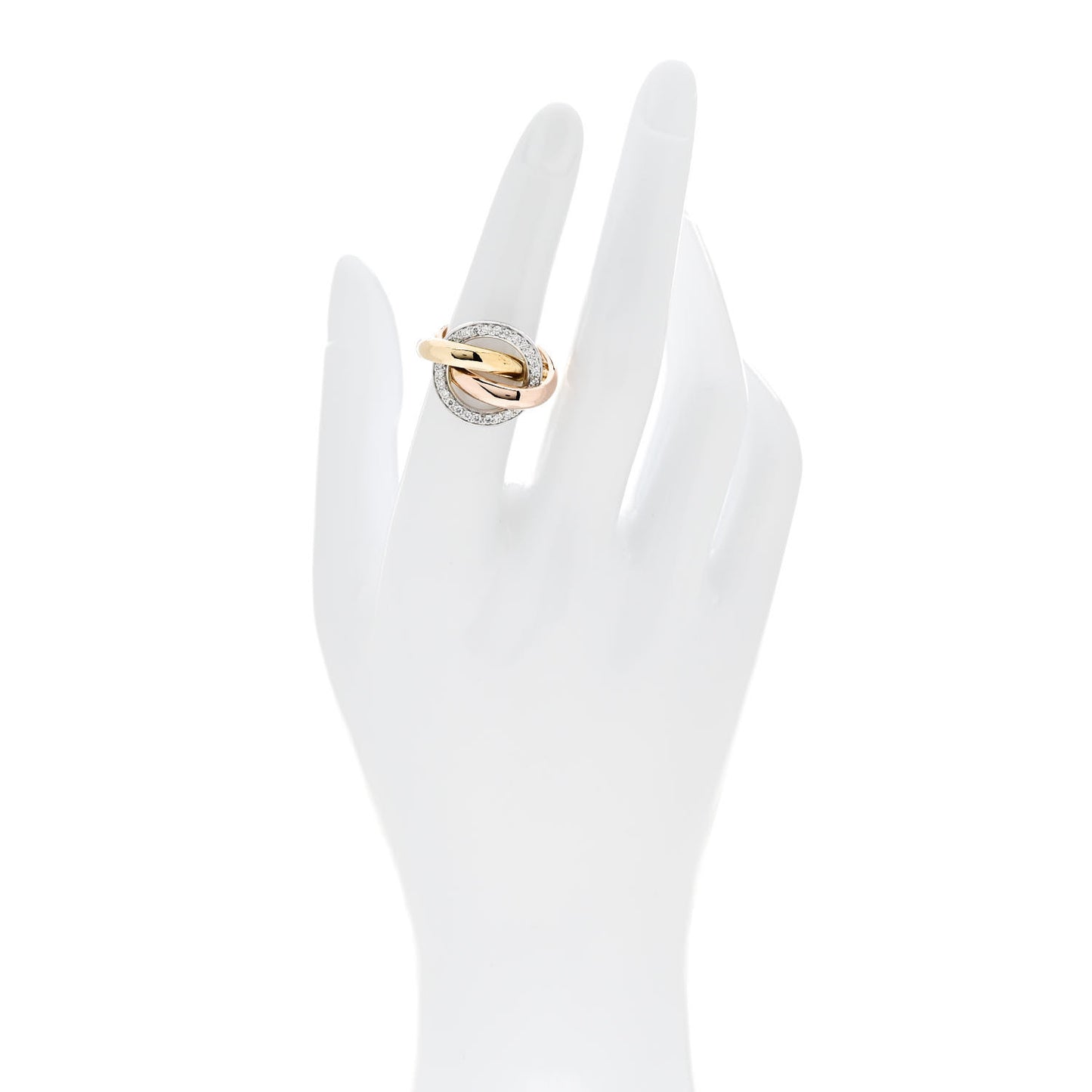 18K Pink Yellow White Gold Diamond Trinity Crash Ring 50 5.5