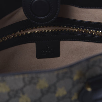 Gucci Soft GG Supreme Monogram Bees Small Crossbody Tote Beige Oro Black 7 of 9