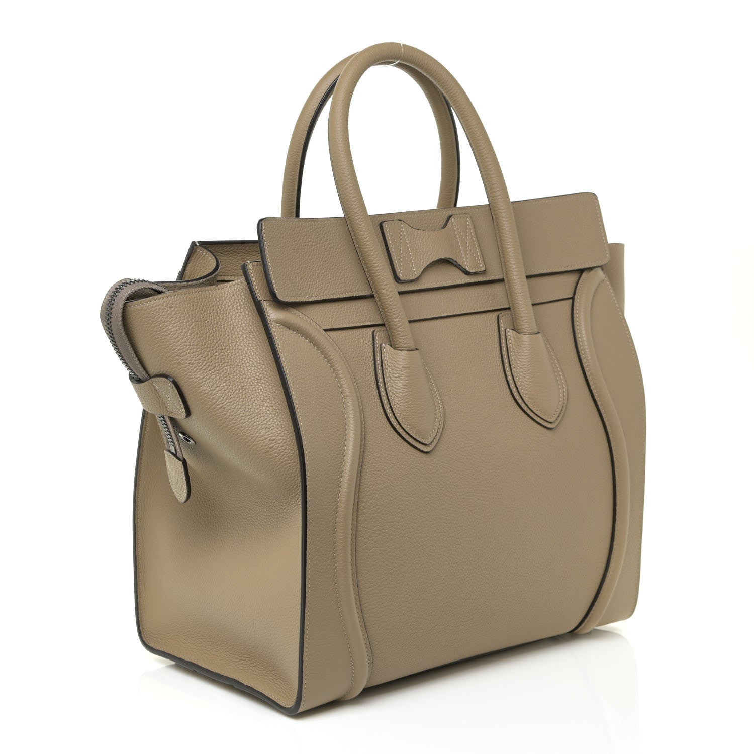 Celine Drummed Calfskin Mini Luggage Taupe 3 of 13
