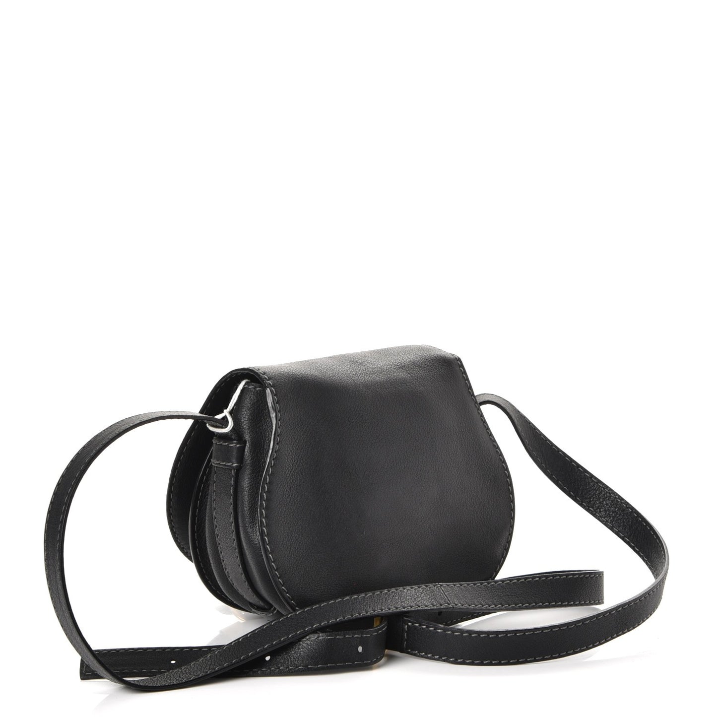 Calfskin Mini Marcie Round Crossbody Bag Black