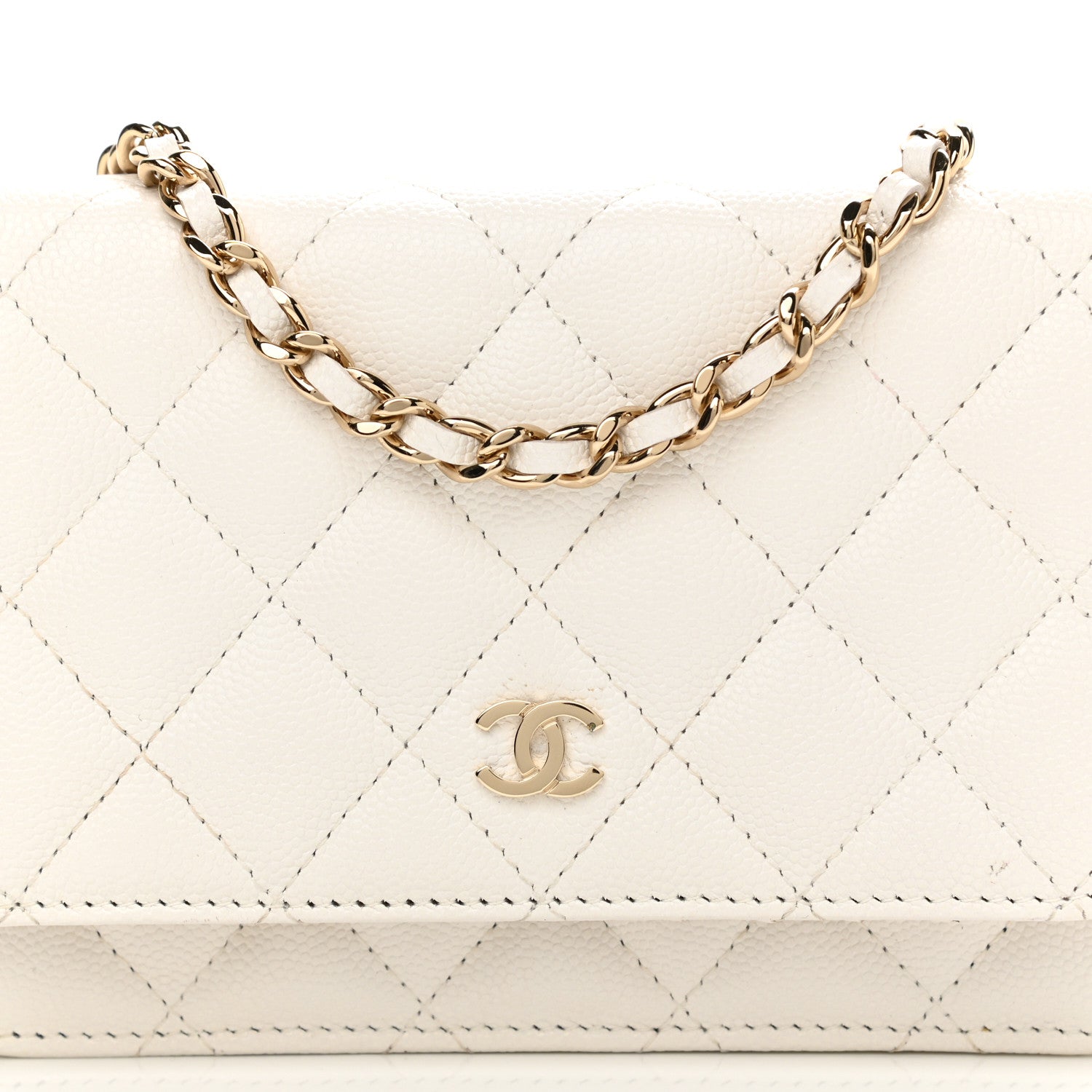 Chanel Caviar Quilted Mini Wallet On Chain WOC White 8 of 14