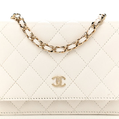 Chanel Caviar Quilted Mini Wallet On Chain WOC White 8 of 14