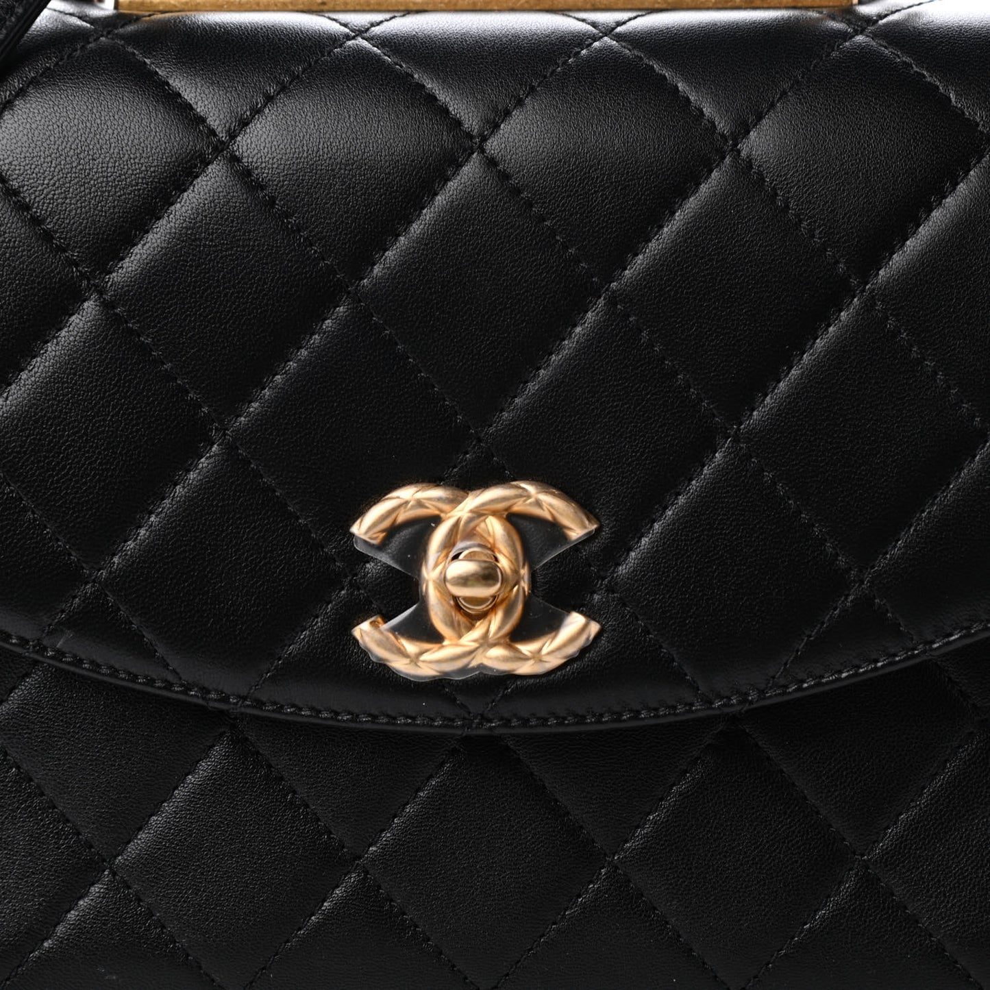 Lambskin Quilted Large Trendy Spirit Top Handle Bag Black