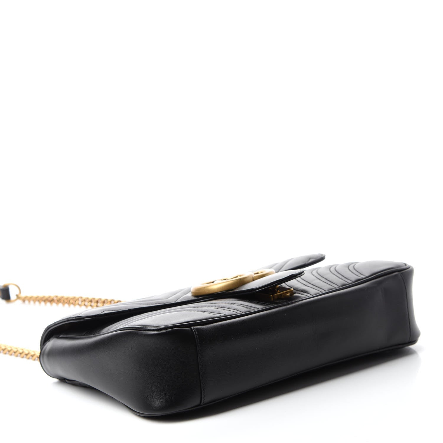 Gucci Calfskin Matelasse Medium GG Marmont Shoulder Bag Black 5 of 11