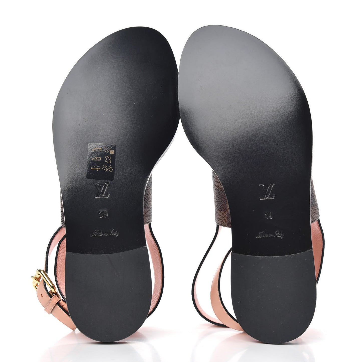 Calfskin Damier Ebene Passenger Flat Sandals 39 Venus Pink