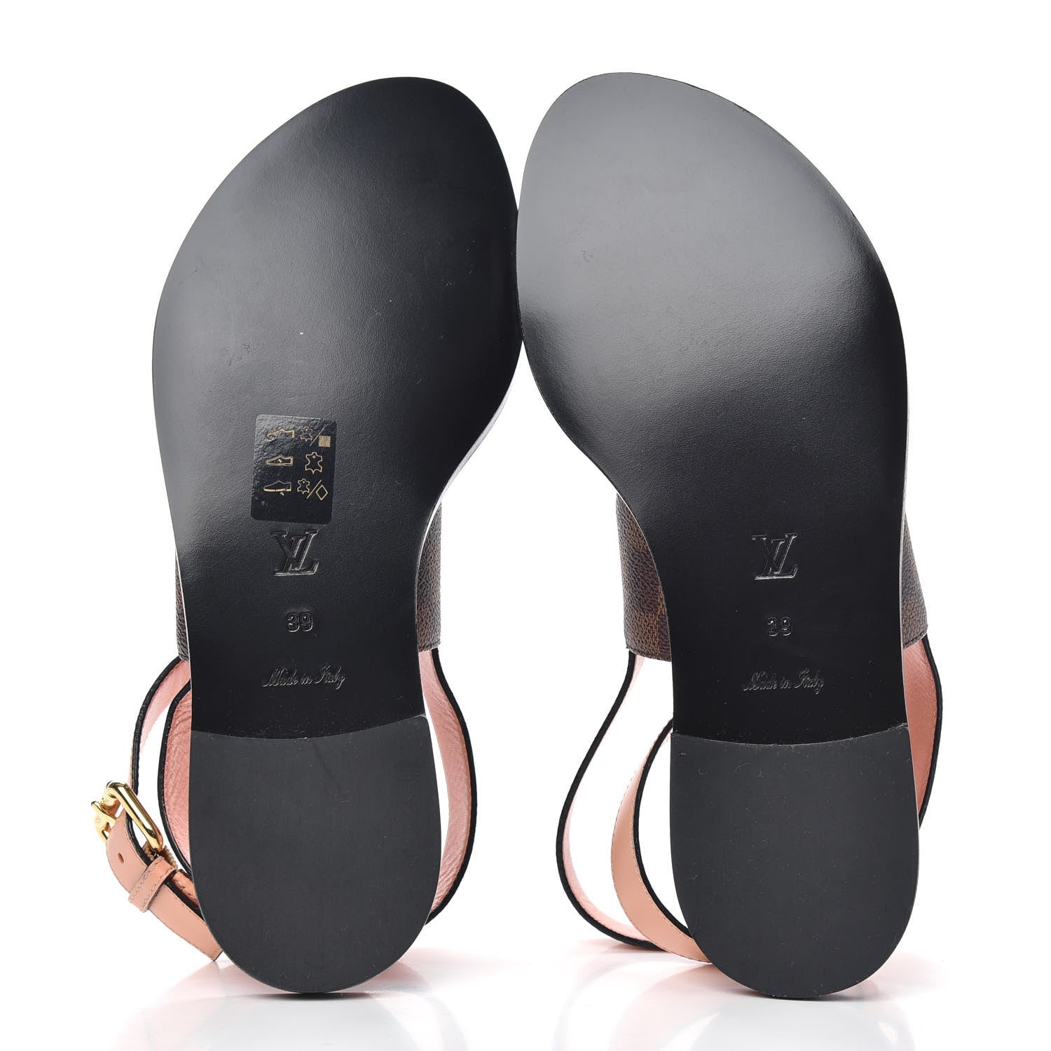 Louis Vuitton Calfskin Damier Ebene Passenger Flat Sandals 39 Venus Pink 5 of 9