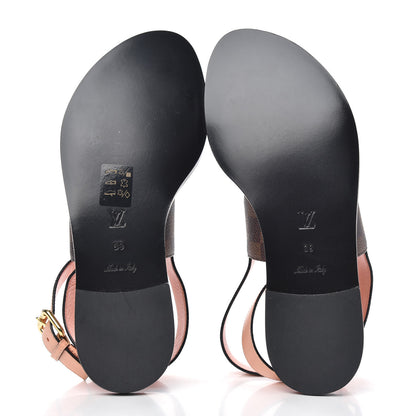 Louis Vuitton Calfskin Damier Ebene Passenger Flat Sandals 39 Venus Pink 5 of 9