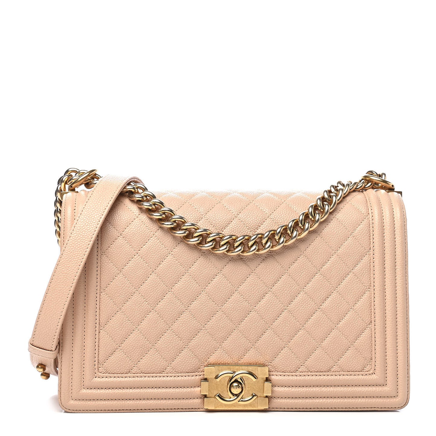 Caviar Quilted New Medium Boy Flap Beige