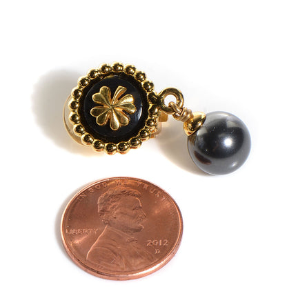 Chanel Clover Pearl Drop Earrings Grey 2 of 4