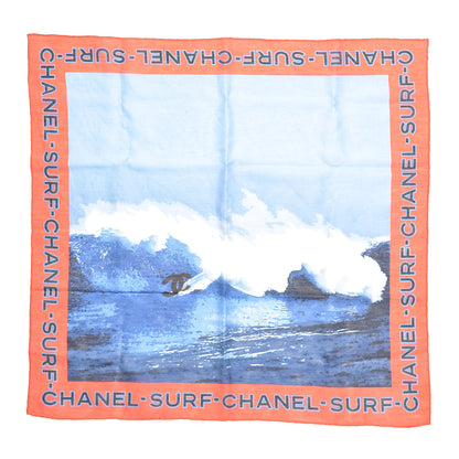 Chanel Silk Cotton Surf Square Scarf Blue 1 of 3